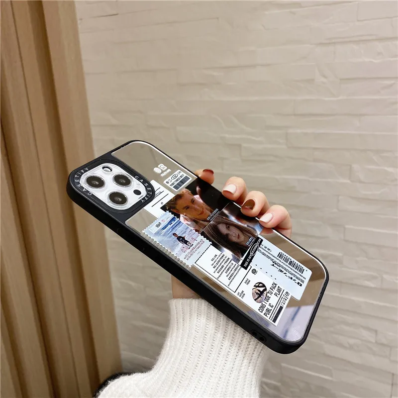 Fată drăguță Ilustrare Eticheta Telefon Caz Pentru iphone 12 mini 11 Pro Max 7 8 plus SE 2020 X XR XS Max Oglindă Capacul din Spate Iubitorii de Capa