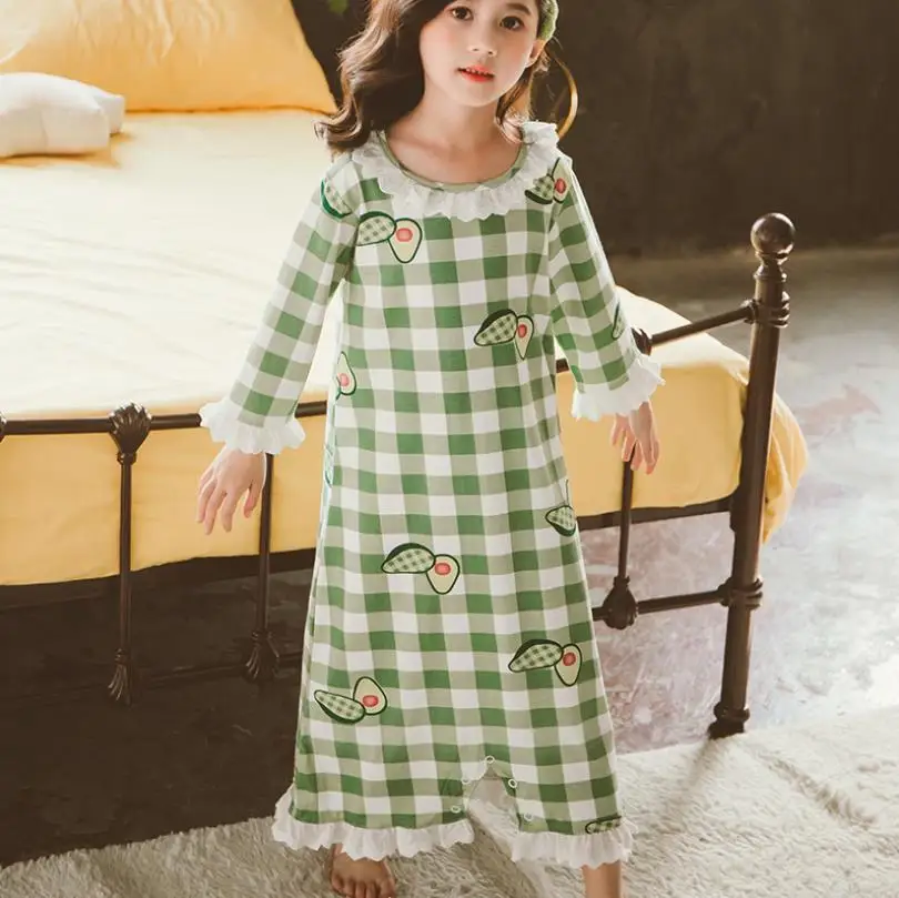 Fete din bumbac drăguț imprimare sleepdress copil printesa de bună calitate carouri somn purta copii haine de acasă 4-14Y ws1390