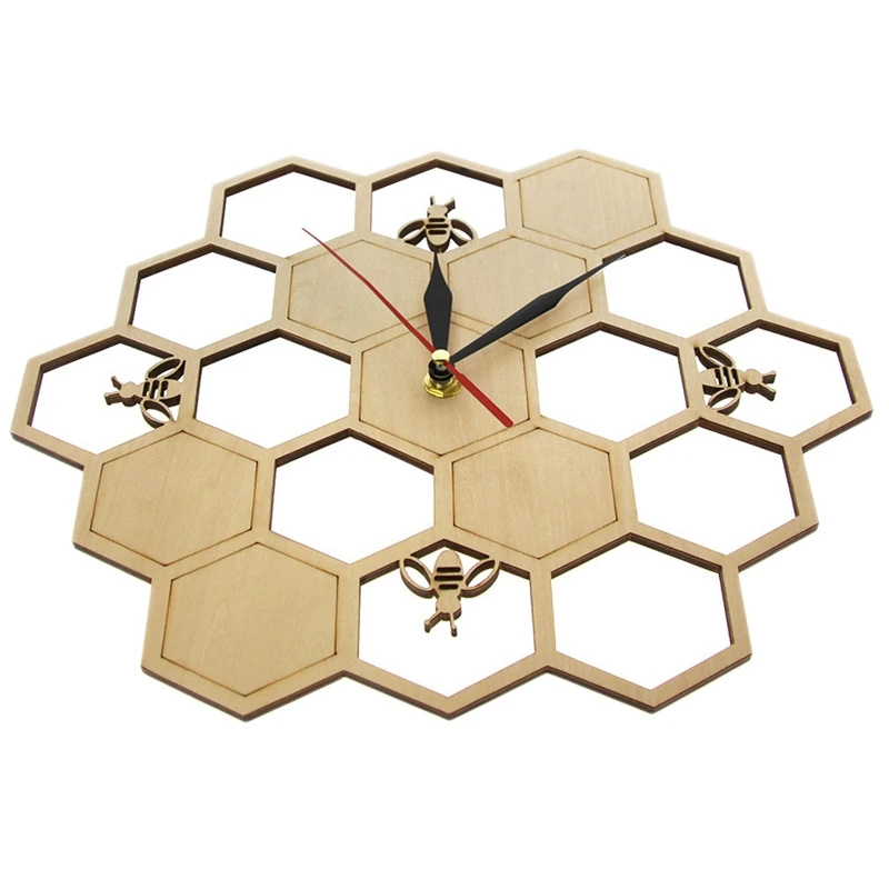 Fierbinte se Taie Lemn Ceas de Miere de Albine pe Fagure de Miere Hexagon Natura Ceas de Perete Ceas Geometrice Bucatarie Art Decor