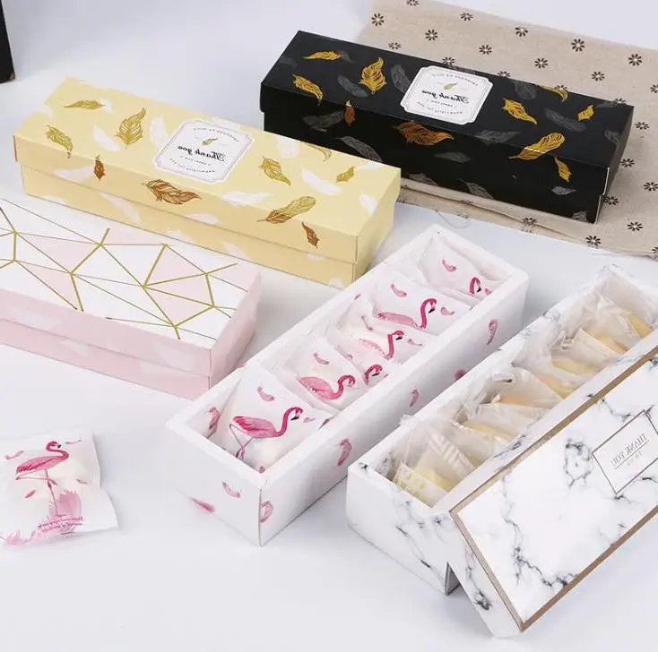 Flamingo/marmura/pene Model de Hârtie de Ambalaj Cutie Nuga Cookie-uri Cutie de Cadou de Nunta Tort de Ciocolată Pâine Carton Boxs