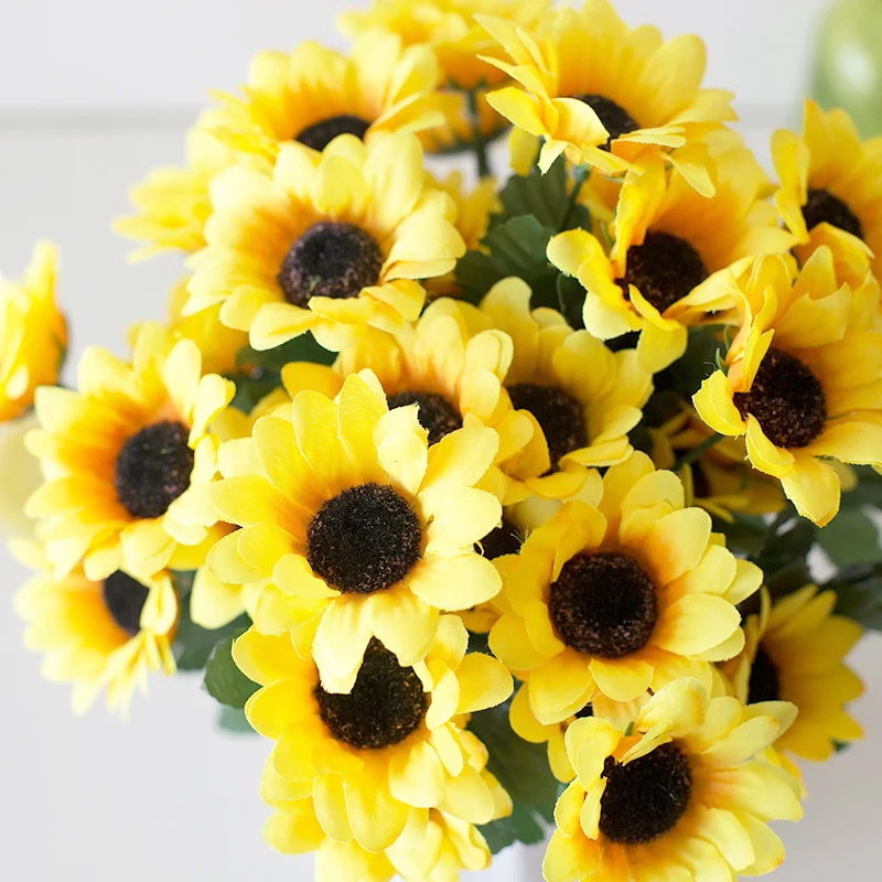 Floarea-soarelui Decor Realist Acasă Buchet de Mireasa de Fotografiere flori Artificiale Mici de floarea soarelui elemente de Recuzită