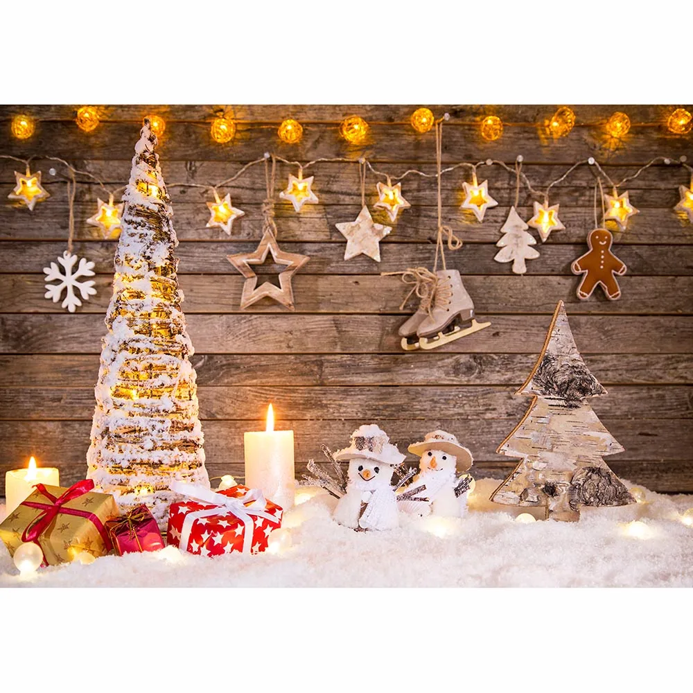 Funnytree photophone decoruri de lemn maro lumini de perete star cadouri lumânare Patine iarna zăpadă pom de Crăciun imagini de fundal