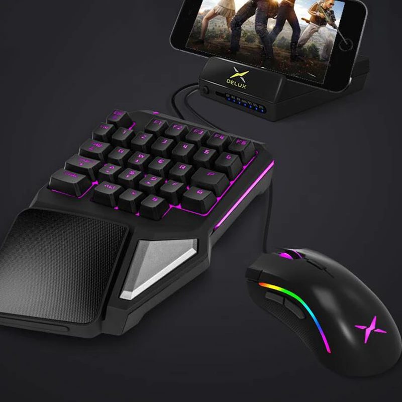 Gaming Keyboard Mouse-Set Combo RGB cu iluminare din spate cu O singură mână Gamer Tastatura cu Fir Mouse Optic Kit Consolă Pentru Calculator Laptop