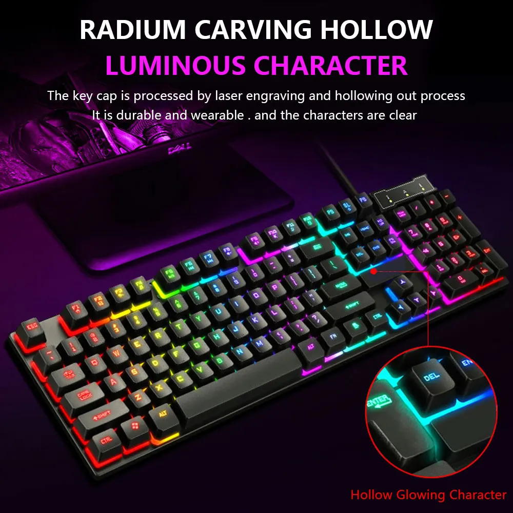 Gaming keyboard Mouse-ul cu Fir de Fundal Colorate Silent Mouse de Gaming Set Pentru PC, Laptop Mecanice Sentiment Tastatura Gamer kit