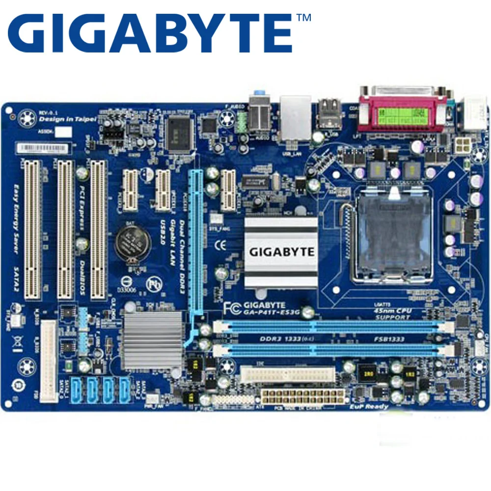 GIGABYTE GA-P41T-ES3G Desktop Placa de baza G41, Socket LGA 775 Q8200 Q8300 8G DDR3 ATX UEFI BIOS-ul Original Folosit Placa de baza P41T-ES3G