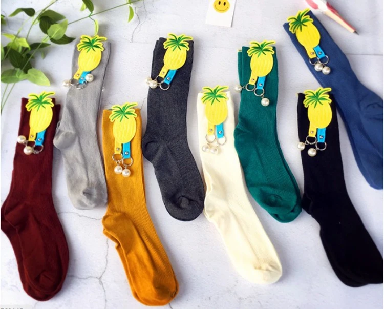 Gtglad Nou Sosit coreea Style Moda Sclipici Șosete pentru Femei de Iarnă Primăvară Ananas perle Bomboane de Culoare de Mână-a făcut Șosete
