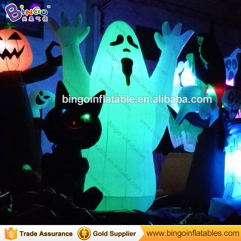 Halloween 10 metri de mare gonflabil fantomă promoționale 3 metri înălțime mare fantomă albă gonflabile cu LED-uri de iluminat jucarii