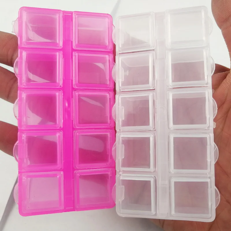 HGKLBB de Plastic mici de 10 Grila Dreptunghi Cutie de Depozitare ambalaje transparente Instrument Cercel Caseta de Bijuterii Margele Bin Caz Ambarcațiunile de Organizator
