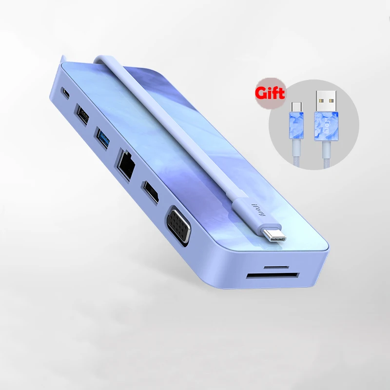 IFory USB 3.0 Tip C Hub cu Adaptor VGA TF SD PD Ethernet Pentru MacBook Pro Air Dock Port Splitter Hub Docking Station