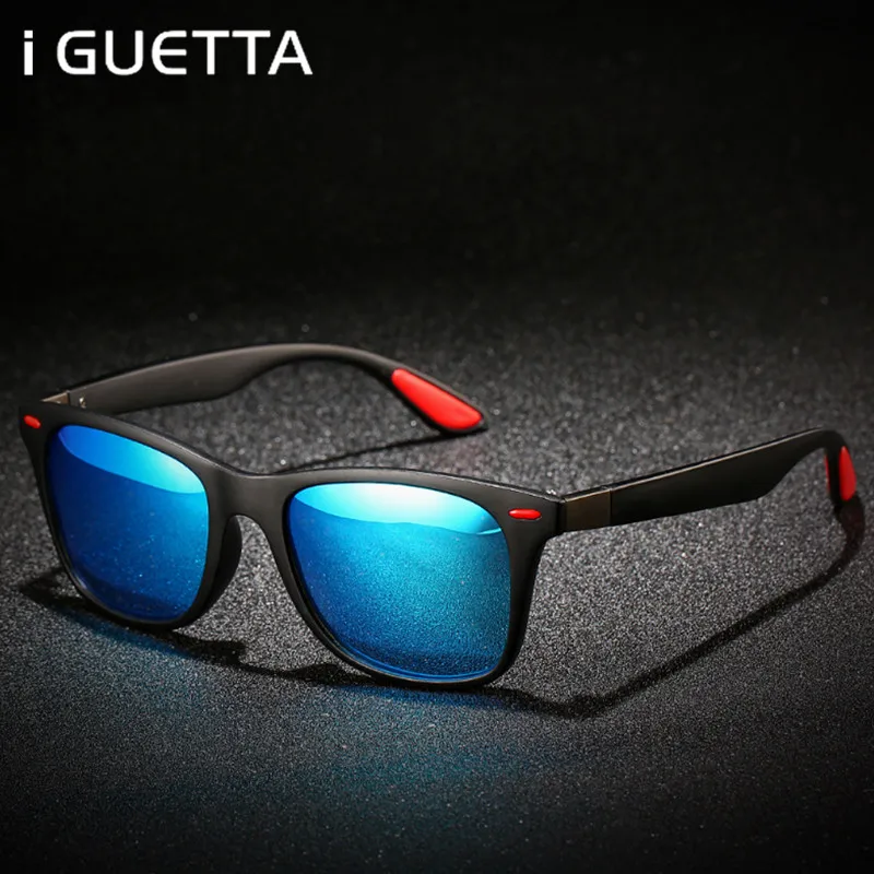 IGUETTA Polarizat ochelari de Soare Barbati Pătrat de Conducere Ochelari de Soare Barbati Vintage Negru Bărbați ochelari de soare 2019 UV400 Oculos De Sol IYJA503