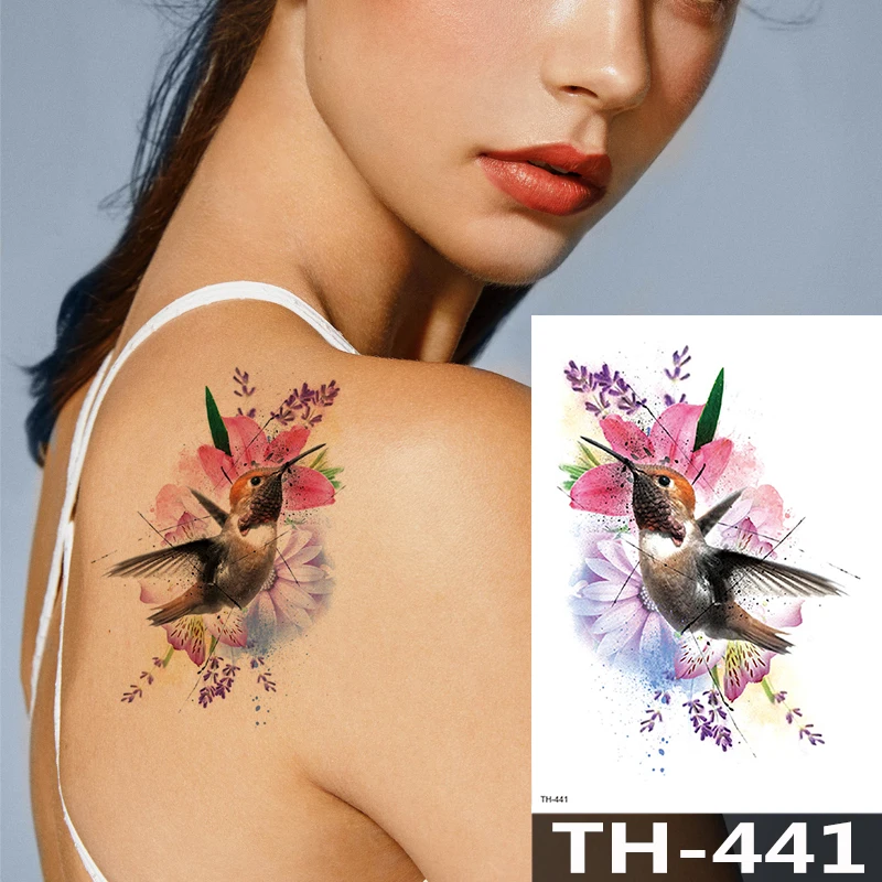 Impermeabil Tatuaj Temporar Autocolant Flori fluture și pasăre Colibri model animale de Apă corpul de Transfer de artă flash tatuaj fals