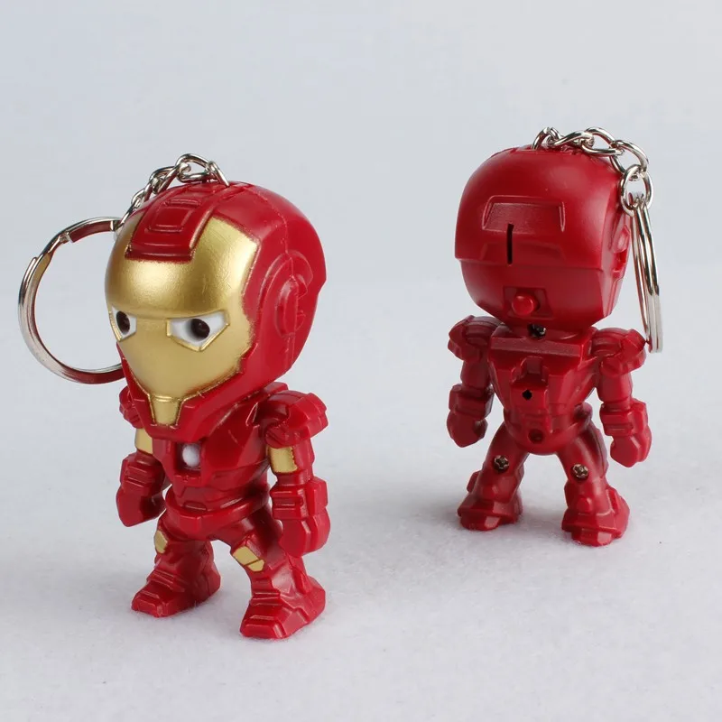 Lumina LED-uri de Sunet Avengers Iron Man Breloc Model Mini PVC Acțiune Figura Ironman Cheie inele Pandantiv Cadou