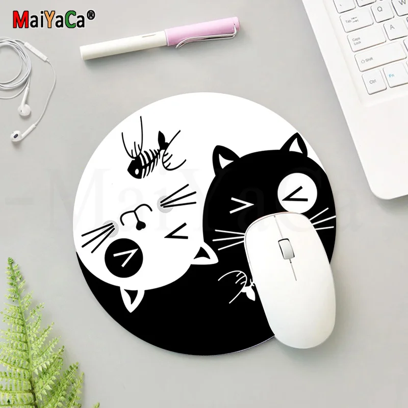 Maiyaca drăguț Yin Yang cat negru și alb Personalizat laptop de Gaming rotund mouse pad gaming Mousepad Covor Pentru PC, Laptop, Notebook