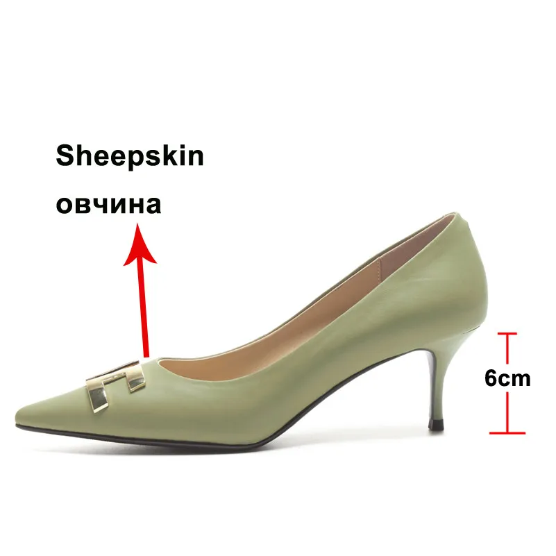 Meotina Naturale Din Piele Pantofi Femei Pompe Subliniat Toe Tocuri Inalte Decor De Metal Subțire Pantofi Cu Toc Office Doamnelor Încălțăminte