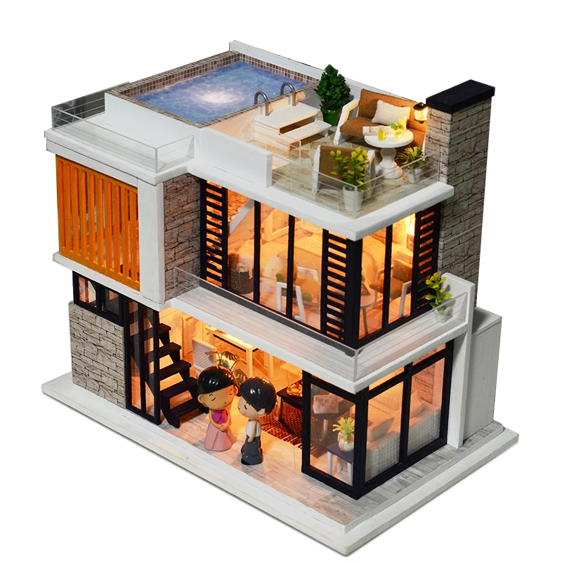 Mobilier Casa papusa DIY Miniatură Model 3D de Case Papusa Exterioară din Lemn in Miniatura casă de Păpuși de Asamblare Jucarii pentru Copii Cadou Florența