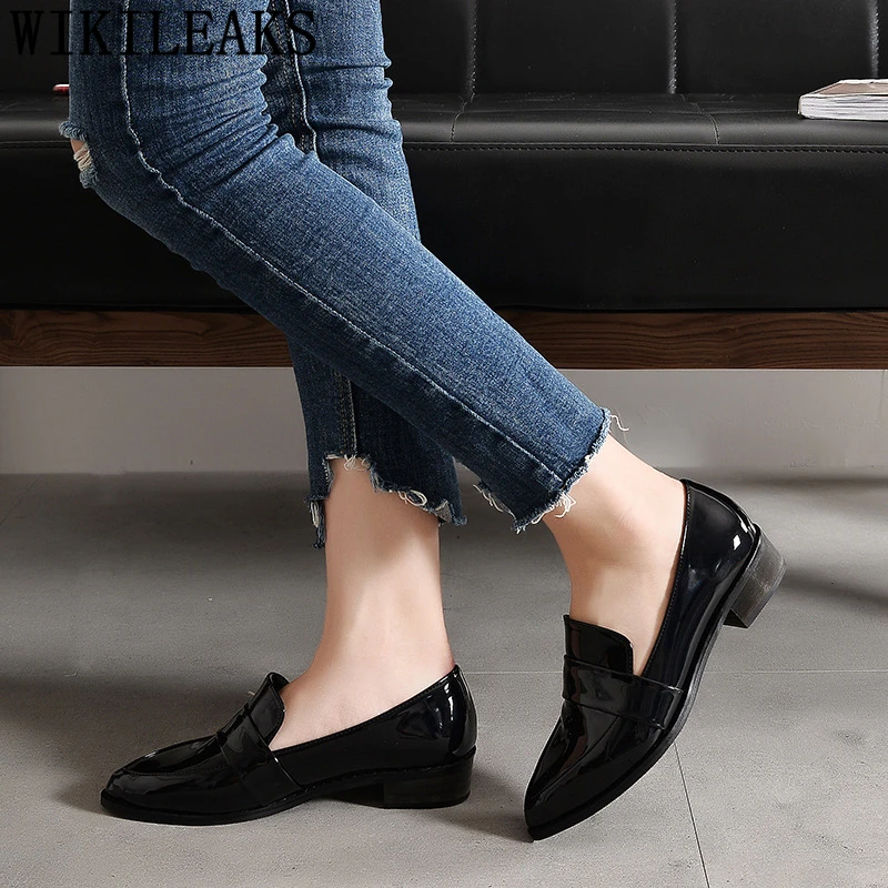 Mocasini Subliniat Toe Flats Black Pantofi Pentru Femei Pantofi De Piele Femei Pantofi De Lux Pentru Femei Designeri Мокасины Женские Dames Schoenen
