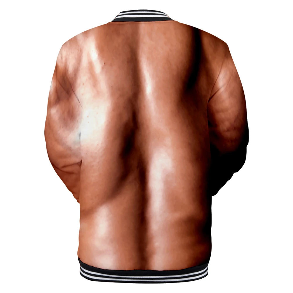 Moda Musculare jachete de baseball Maneca Lunga Barbati Misto Topuri Fals pectorales de Imprimare 3D streetwear Om jachete Abdominale de sex Masculin