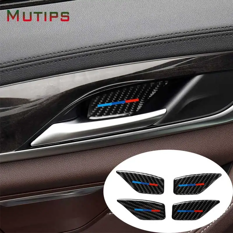 Mutips accesorii de Interior din fibra de Carbon Mânerul Ușii Castron auto Autocolante, decal pentru BMW seria 5 G30 G38 528li 530li 540li 2018