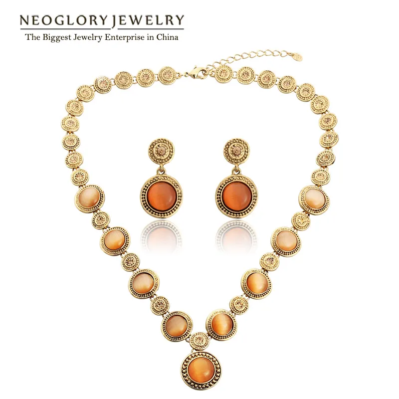 Neoglory Austria Stras, Opal de Onoare Bijuterii Set Colier Cercei Brand 2020 Nou Stil Vintage JS10