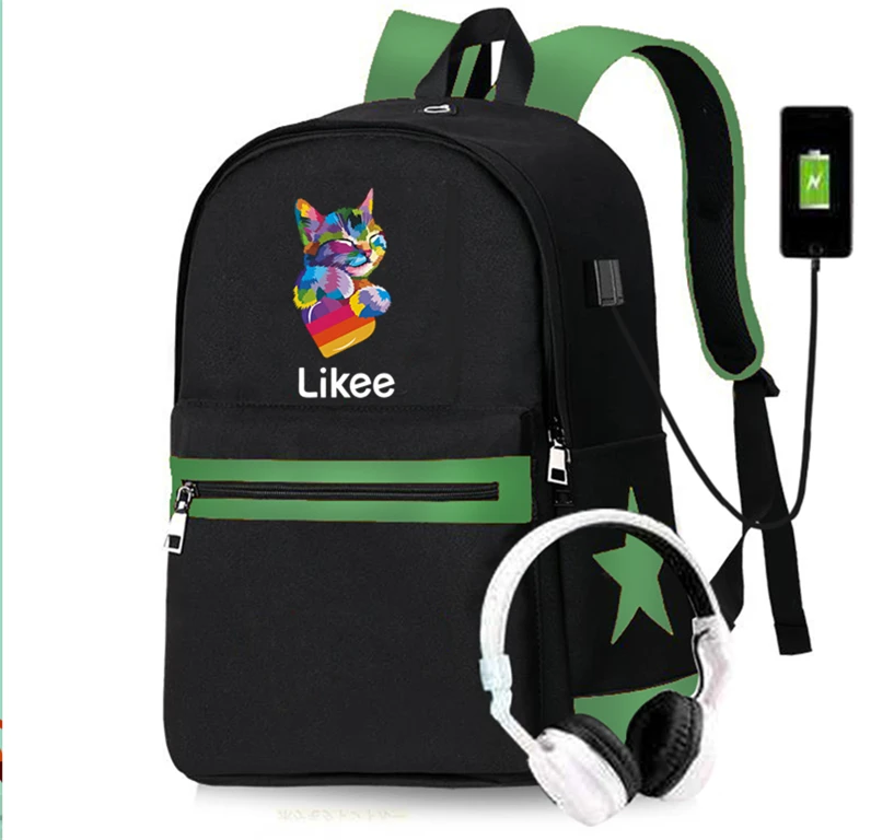 New USB charging LIKEE Video App schoolbag For teenage teenagers bookbag backpack to school bag Student book bag for boys girls