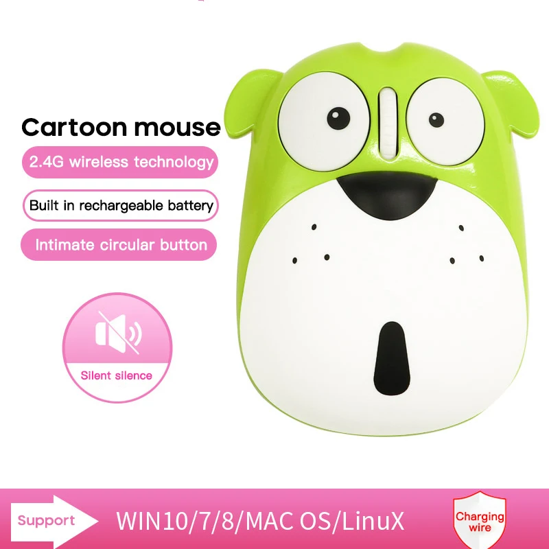 Noi De Economisire A Energiei Regele Mut Reîncărcabilă, Fără Fir, Mouse-Ul De Animale Drăguț Cățeluș Mouse Wireless 2.4 G Mouse-Ul Mouse-Ul De Încărcare
