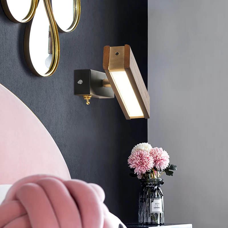 Nordic Cupru Fier LED Lămpi de Perete de Interior Decor Rotativ Sconces Dormitor lampa Noptiera Camera de zi Culoar de Perete de Lumină