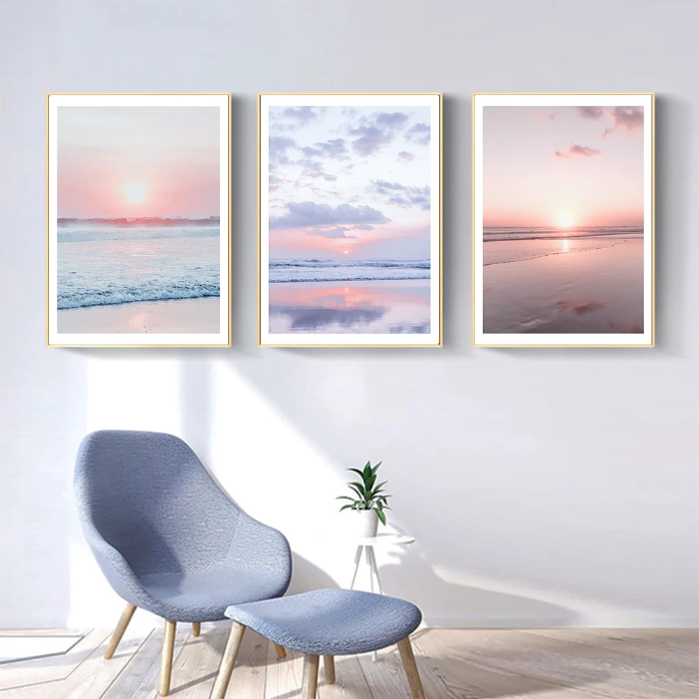 Nordic Sunset Cloud Val, Plajă, peisaj Marin de Perete de Arta Canvas Postere și de Imprimare picturi Murale Pictura Decor Modular Imagine pentru Camera de zi