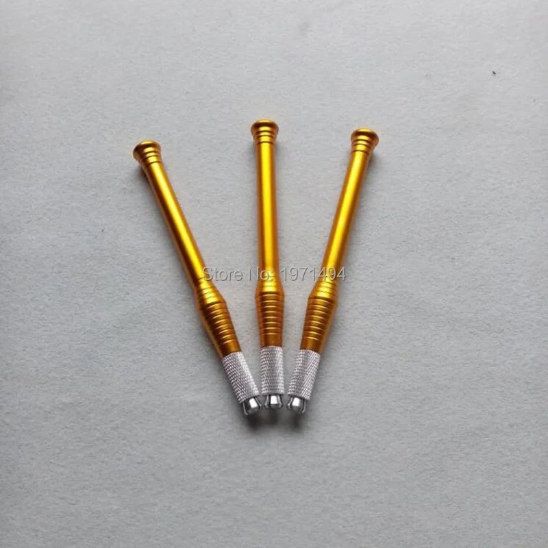 Noul design 50pcs aur/albastru machiaj permanent microblading pen 10buc unică folosință manuală S. S blade ac 12pins
