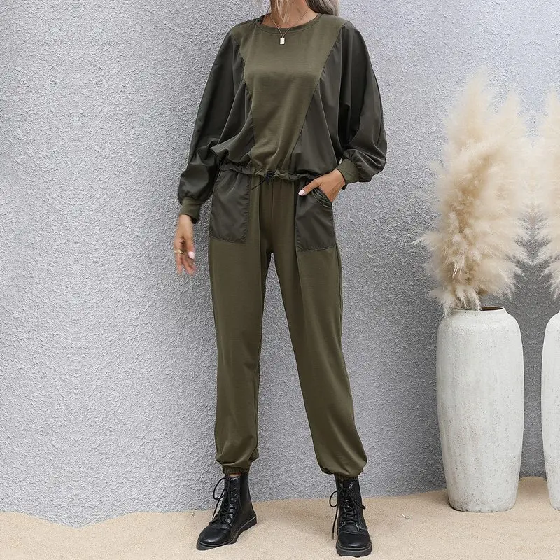 Oeak 2 Piese Pentru Femei Set Costum De Formare În Vrac Cargo Pantaloni Pantaloni Si Topuri Femeile Uniforme Militare 2 Buc Trening Femei Seturi