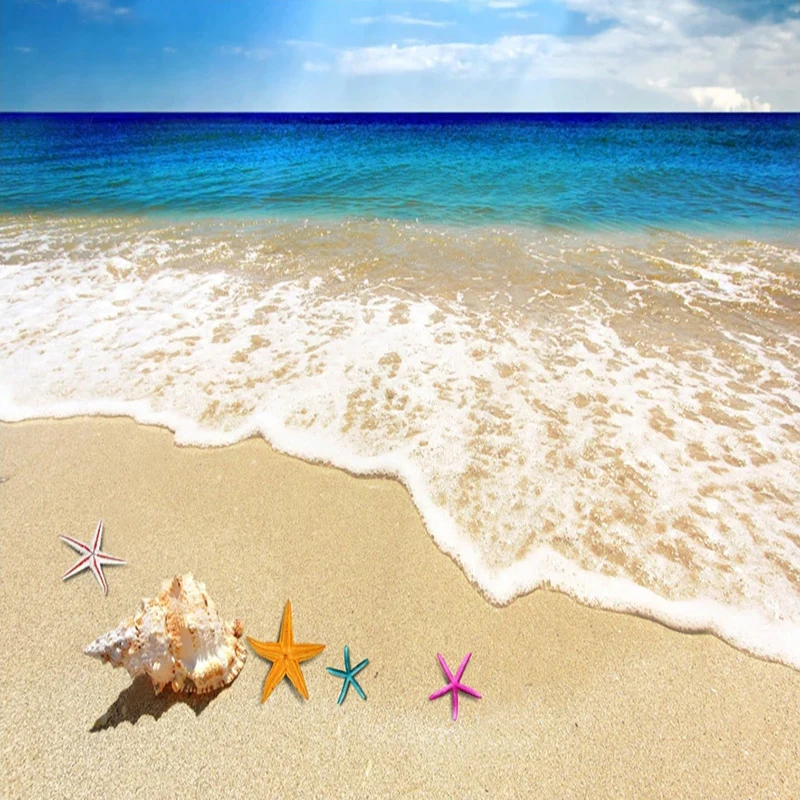 Personalizat Murală Papel De Parede 3D Plajă de Nisip, Coajă de Stea de mare, Living, Baie Etaj Autocolant rezistent la apa Auto-adeziv Tapet
