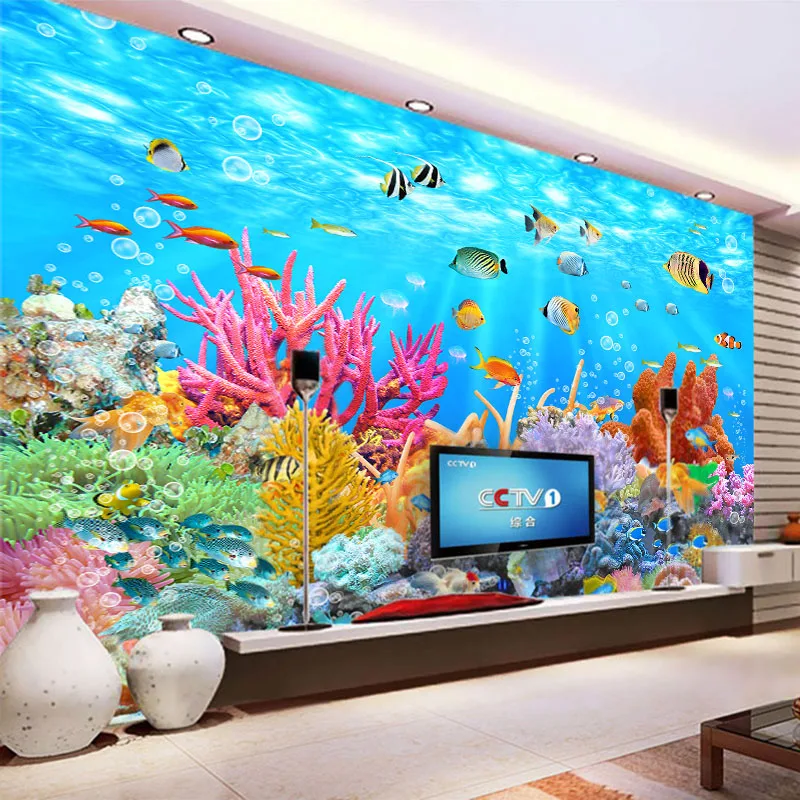 Personalizate 3D Foto Tapet de Perete de Pânză Lumii Subacvatice de Corali Pește Mare Pictura pe Perete Camera de zi TV de Fundal Murală Decor Acasă