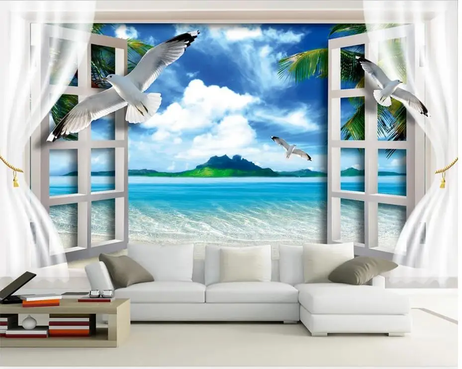 Personalizate foto 3d Tapet, picturi murale pe Plaja Mediteraneană 3d pervaz mare peisaj de fundal TV de perete decor pictura murala