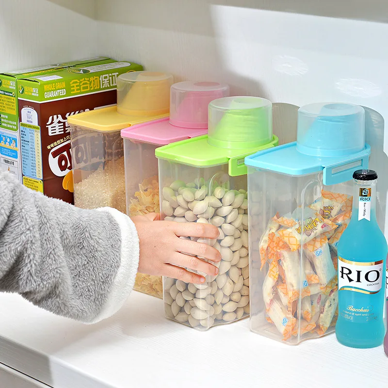 Plastic borcan sigilat bucatarie mare acoperită de depozitare cutie depozitare a alimentelor borcan borcan de cereale