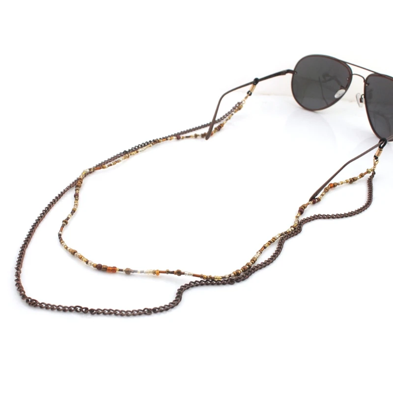 Reading Glasses Chain Beads Sunglasses Holder Fashion Neck Strap Metal Rope 70cm D08E