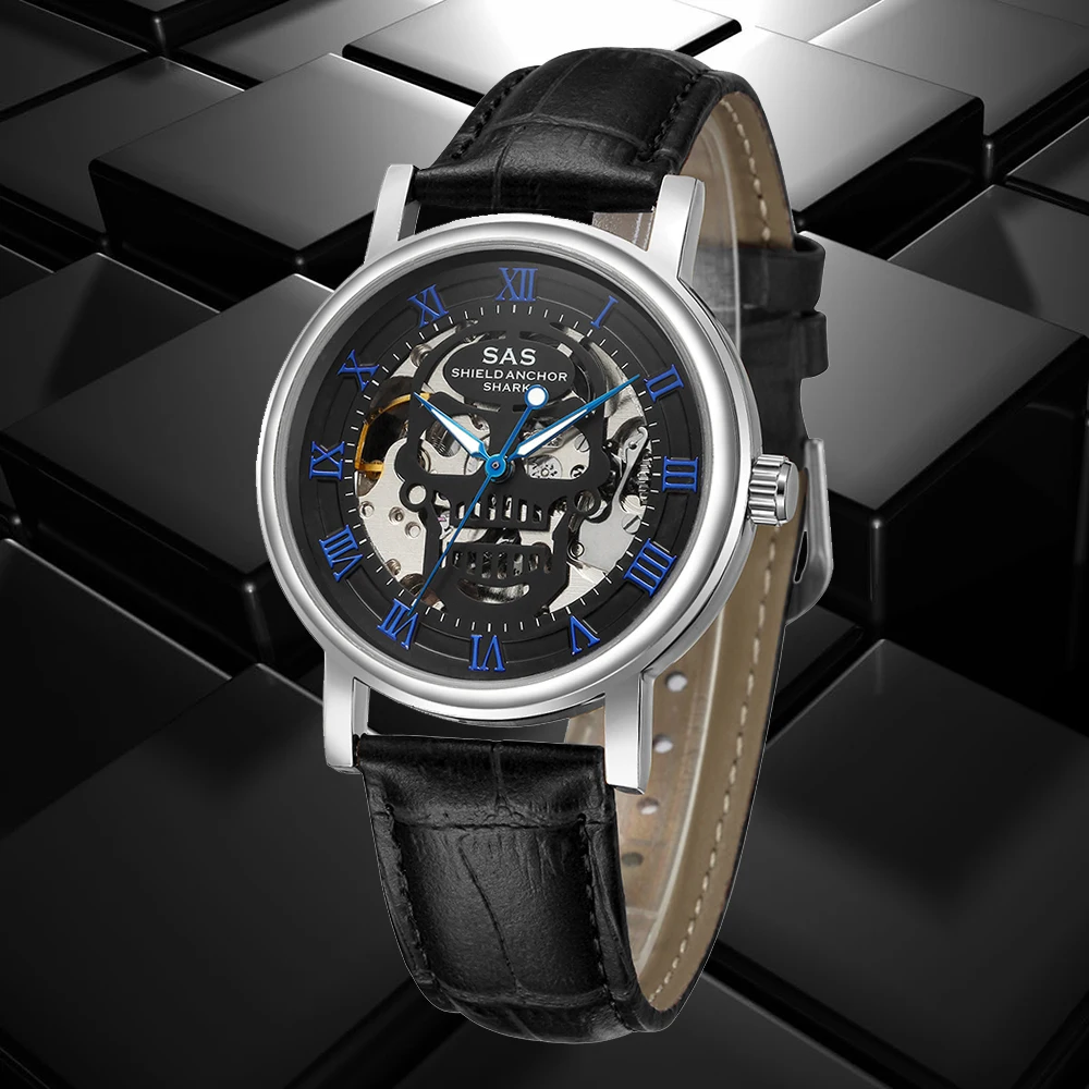 Rechin de brand Pentru bărbați complet automat mechanical ceas Tourbillon de Lux, Curea din piele de Om Automată Schelet de Afaceri Ceas
