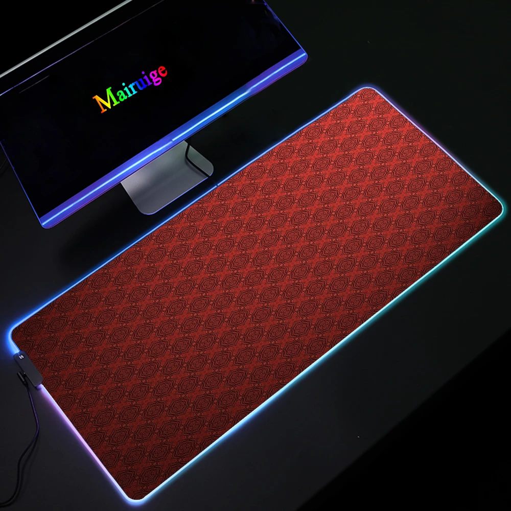 RGB Mari Mouse Pad Simplu Roșu Textura DIY LED-uri Personalizate XXL Color Glow Light Gaming Mousepad cu Iluminare din spate 90x40cm/80X30cm