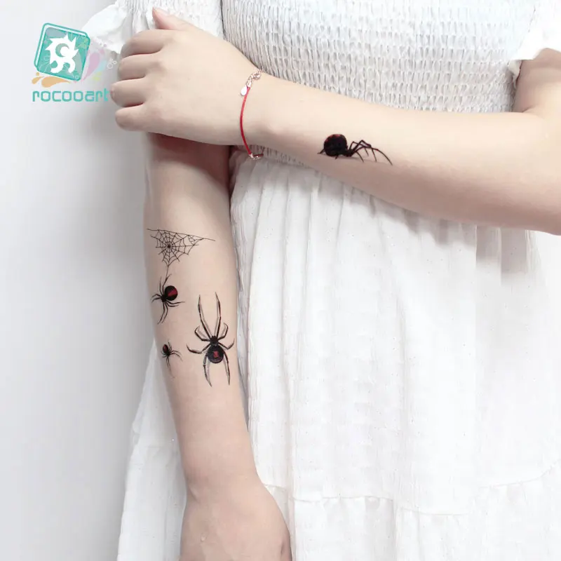 Rocooart Stil Halloween Tatuaj Temporar 3D Păianjen Înfricoșător Femei Body Art Fals Taty de Transfer de Apă Realist Autocolant Tatuaj