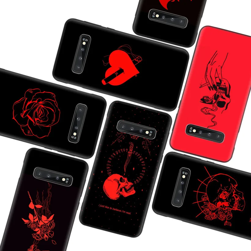 Roșu Doodles Estetica Citate Caz Negru Pentru Samsung Galaxy A51 A71 A50S A10 A20E A30 A40 A50 A70 M30S A41 A11 A01 A21 Telefon Cov
