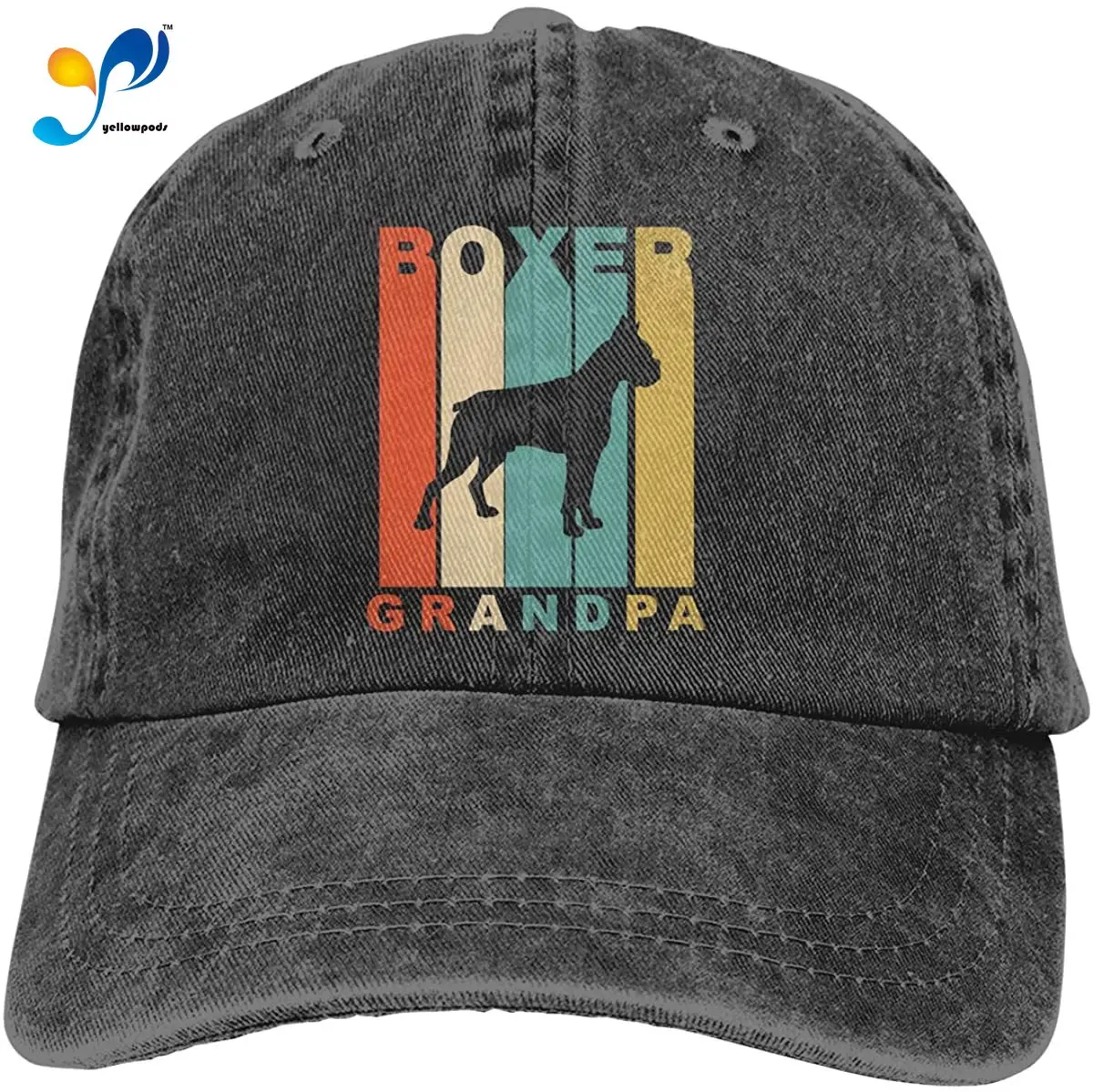 Stil Retro Bunicul Boxer Câine De Epocă Spălat Diagonal Șapcă De Baseball Reglabil Pălării Amuzant, Umor, Ironie Grafică De Adult Cadou Negru