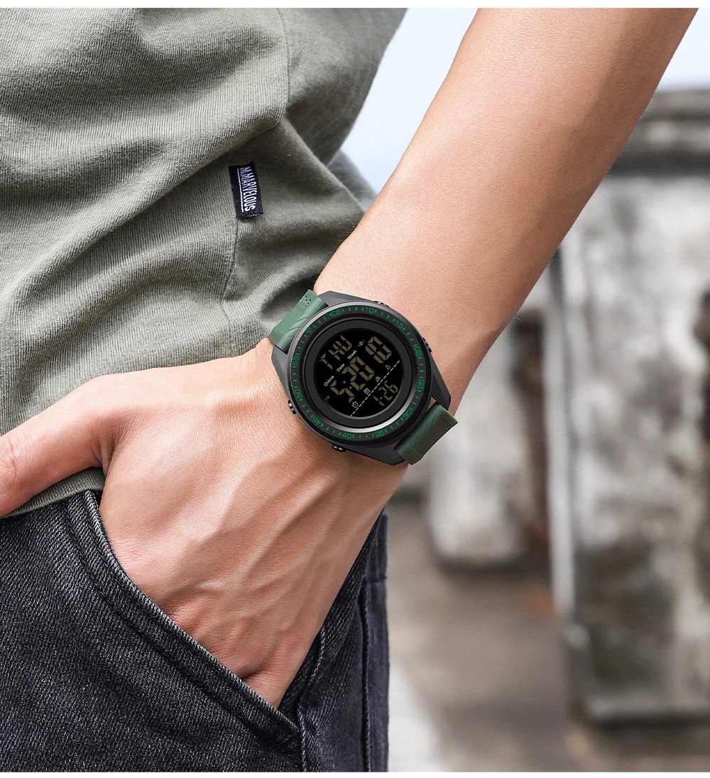 SYNOKE Verde Militar Ceasuri Mens Sport Dive Digitale Ceas de mână rezistent la apa 50M Ultra Subțire Bărbați Rochie Ceas Relogio Masculino