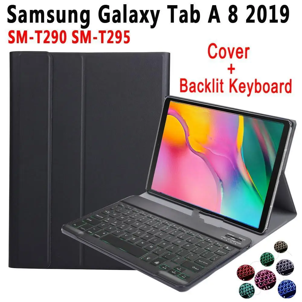 Tastatură cu iluminare din spate Caz Pentru Samsung Galaxy Tab UN 8 2019 SM-T290 SM-T295 Piele Pu rezistent la șocuri Acoperi Desprinde Bluetoth Tastatura