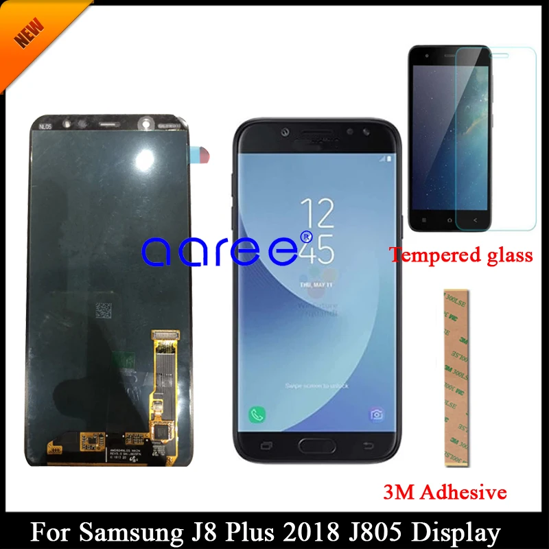 Testat Super AMOLED Display LCD Pentru Samsung J8 Plus 2018 LCD Pentru Samsung J8 Plus J805 Display Touch Screen Digitizer Asamblare