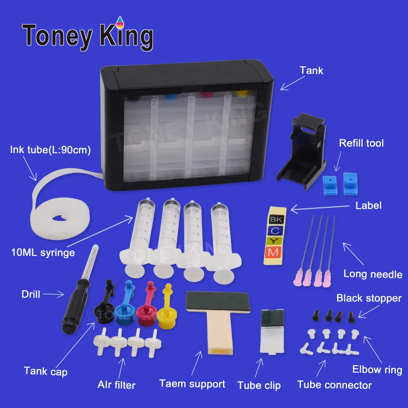 Toney Regele Ciss Rezervor de cerneală de Imprimare Continuă Cu Sistemul de tuburi de Cerneală Pentru HP 337 343 Photosmart 2575 8050 C4180 D5160 Deskjet 6940
