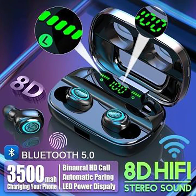 TWS Bluetooth 5.0 Căști 3500mAh de Încărcare Cutie Wireless IPX5 Stereo Sport rezistent la apa Căști Căști Cu Micropho