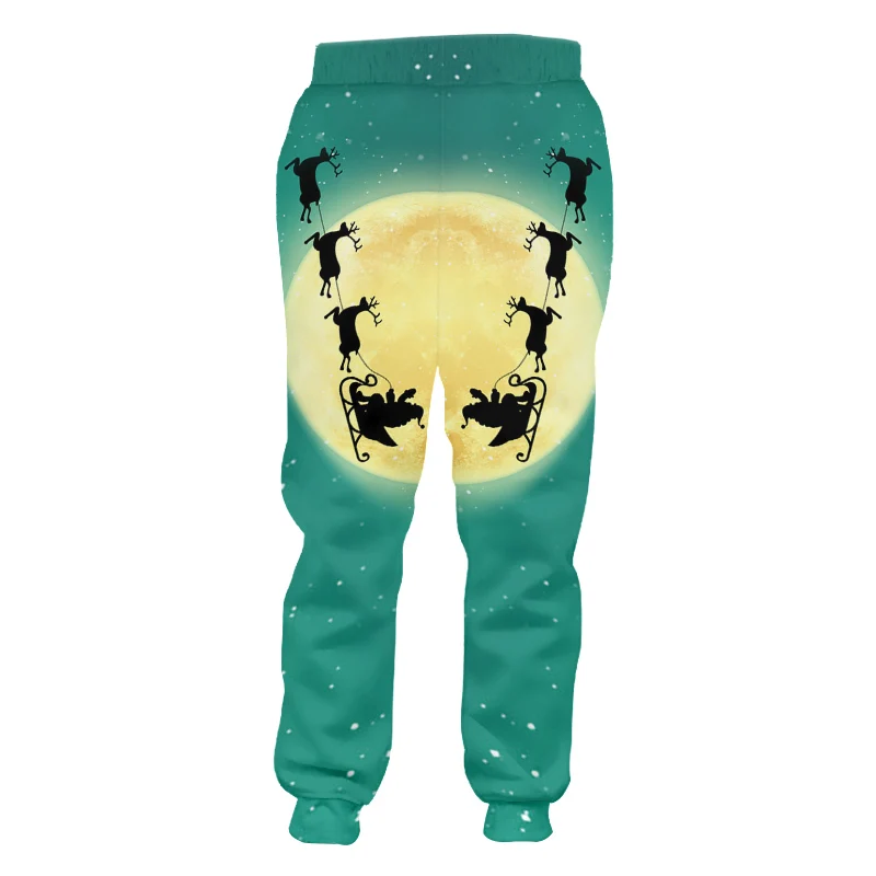 UJWI Man 3D Tipărite Moș Crăciun Și Elan Pantaloni de Crăciun Rotund Luna Peisaj de Îmbrăcăminte de Vânzare cele mai Bune Spandex pantaloni de Trening