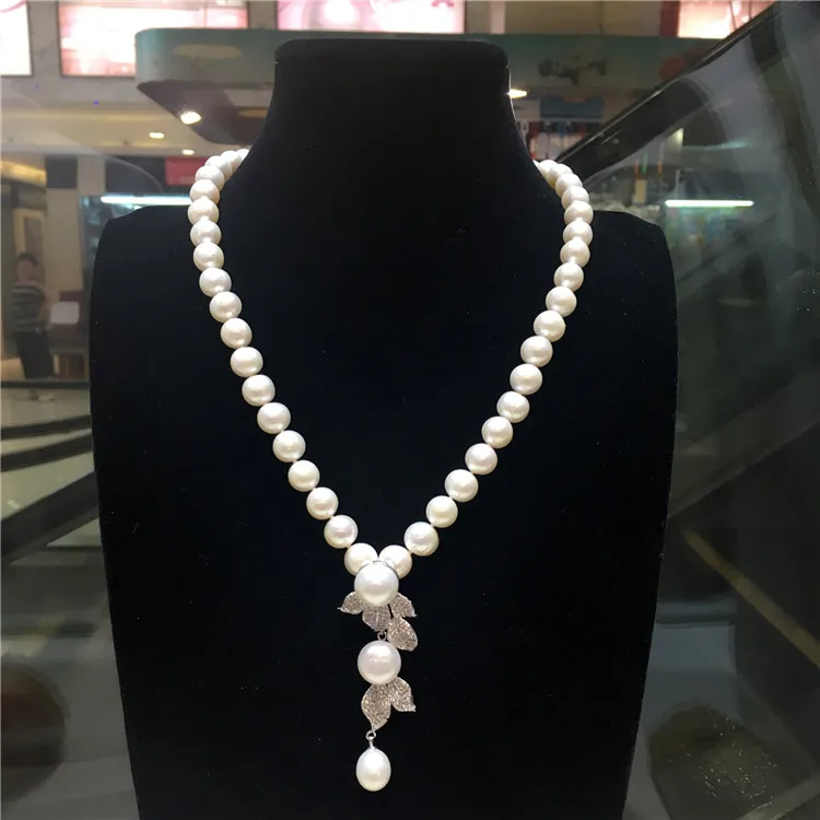 Vinde fierbinte nou 8-9mm natural alb de apă dulce pearl colier zircon accesorii pandantiv moda bijuterii