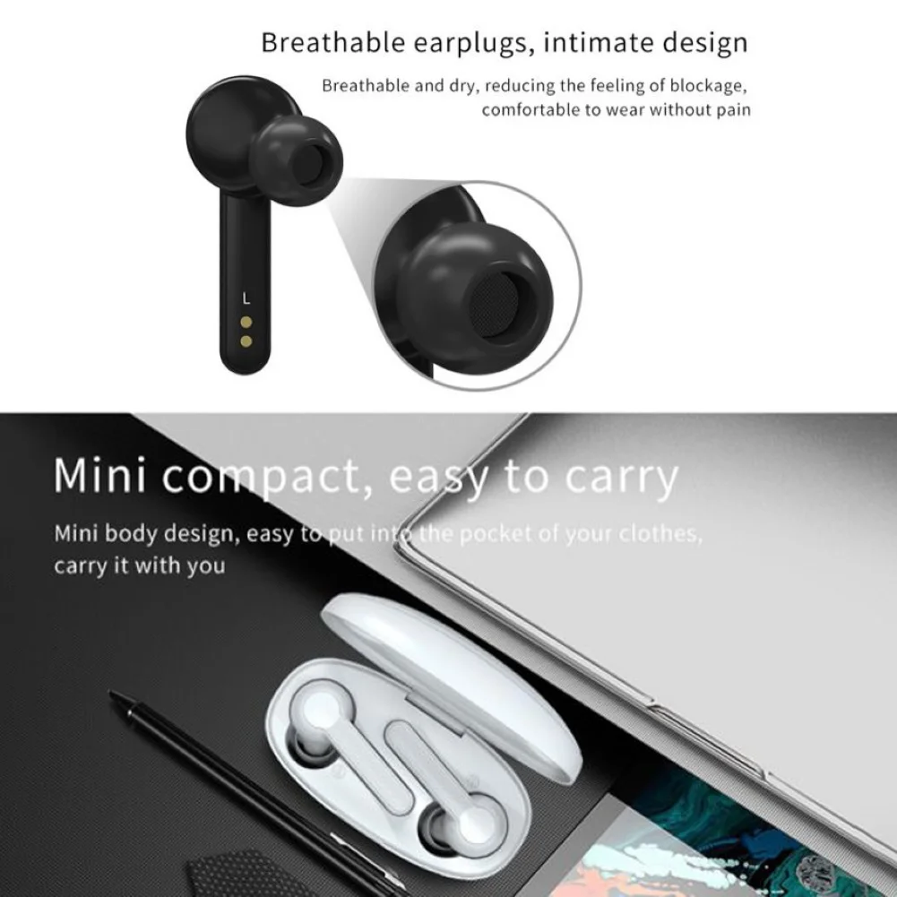 XY-7 TWS Wireless Ergonomic Bluetooth 5.0 Căști Pentru Telefon Stereo Sport Căști setul cu Cască Cu Încărcare Cutie Built-In Microfon