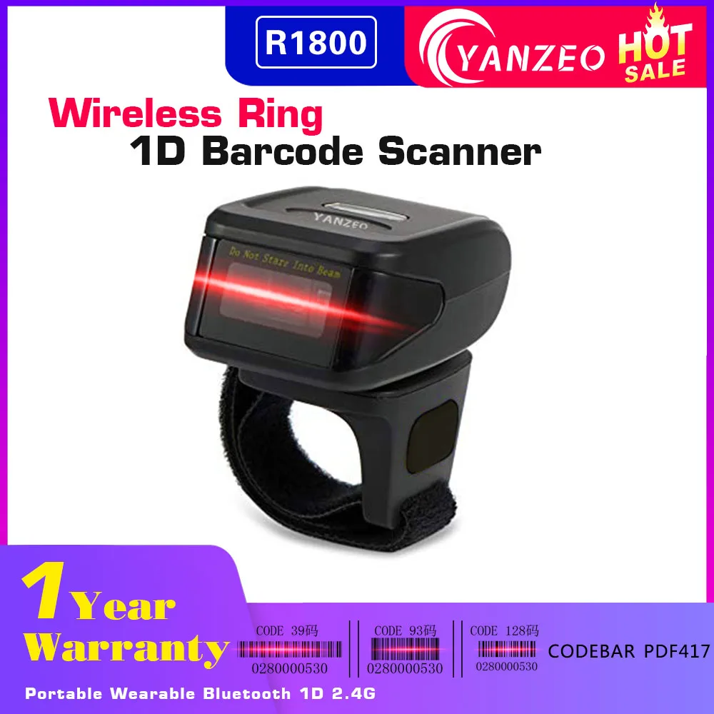 Yanzeo 2.4 G Bluetooth Portabil Cititor Portabil 1D/2D IOS, Android, IPAD Mini Wireless Rotație Inelul Scanner de coduri de Bare
