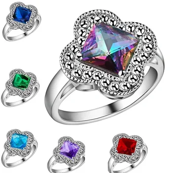 2016 Moda Argint 925 Inel Pentru Femei 5 Culori Rainbowstone Crystal Lady Inele De En-Gros Bijuterii