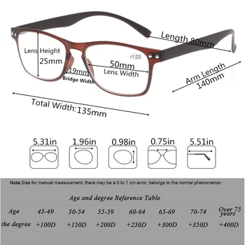 Henotin nou stil retro ochelari de citit dreptunghiulară subțire de design cadru bărbați și femei casual ochelari de citit 0.5-6.0